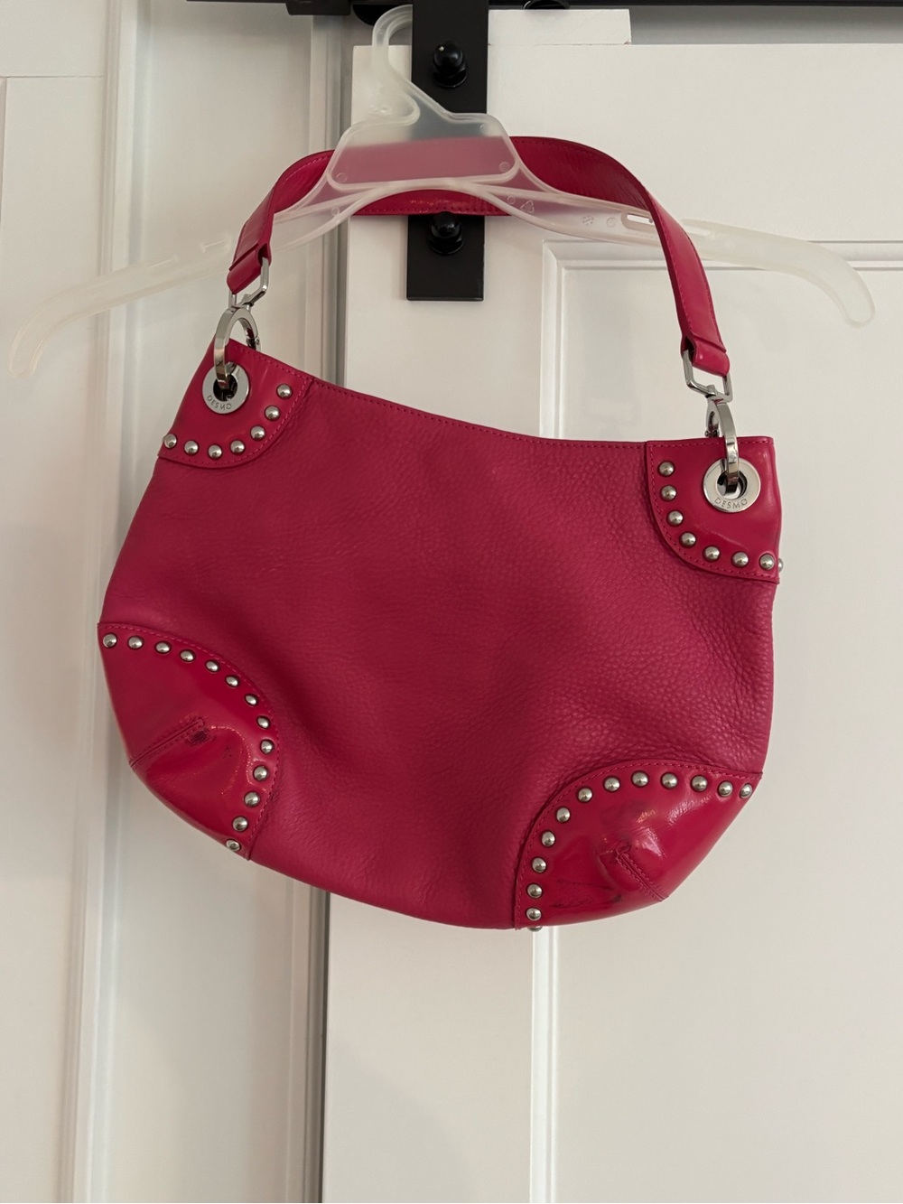 Vintage Pink Studded Leather Hobo Bag - Women's Shoulder Bag